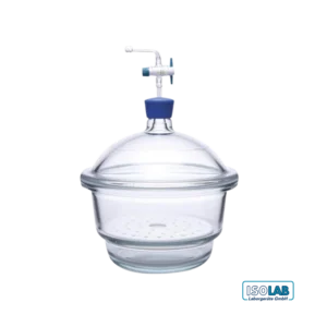 Desecador de vidrio con llave para vacío ISOLAB 300 mm fabricado en borosilicato