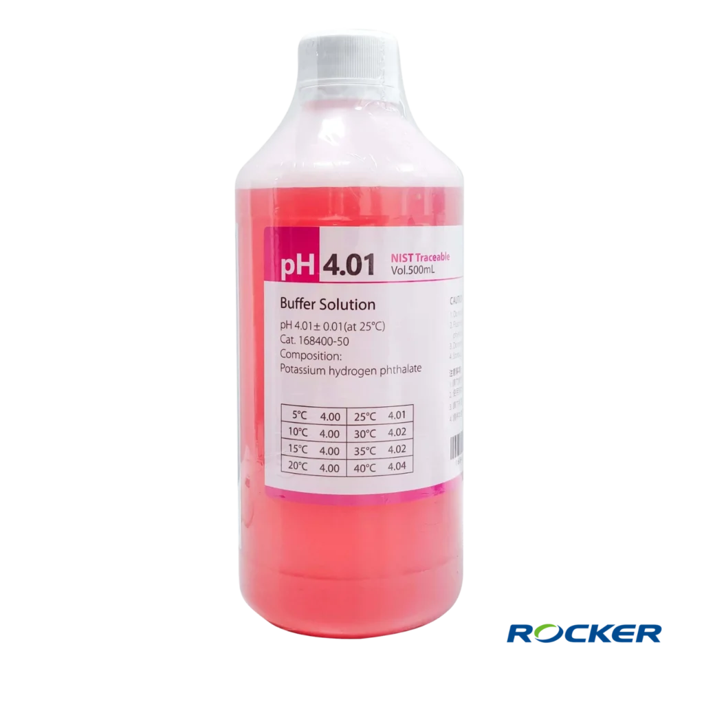 Solución Buffer pH 4.01 de 500 mL de Rocker Scientific para calibración de pHímetros