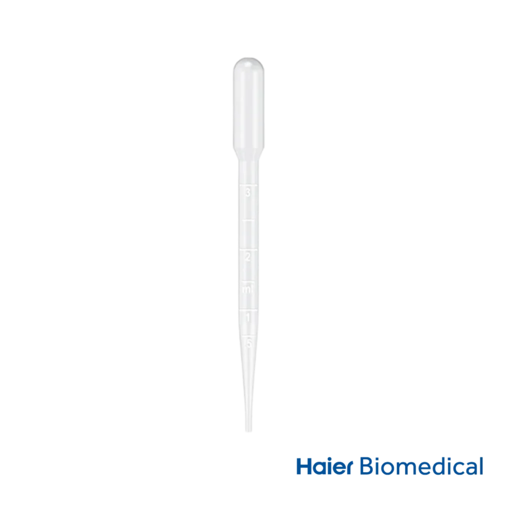 Pipeta Pasteur 3 mL 162 mm no estéril Haier