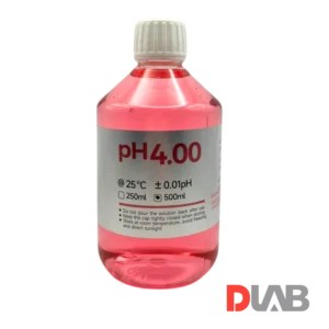 Solución buffer pH 4.00 DLAB 500 ml para calibración de medidores de pH